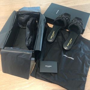 NWT Saint Laurent Nu Pieds Tribute Sandals Suede